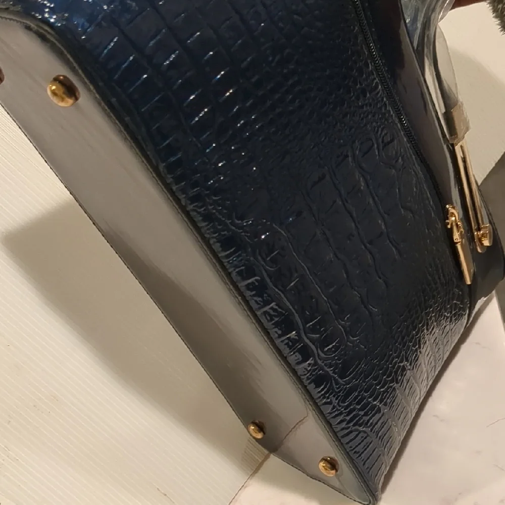 New Blue Handbag Croc Embossed Handbag